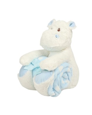 Peluche hippopotame avec couverture
