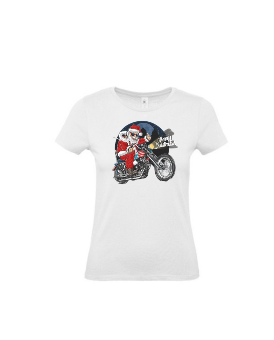 T-shirt père noël motard femme