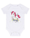 Body licorne manches courtes rose