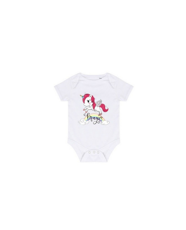 Body licorne manches courtes rose