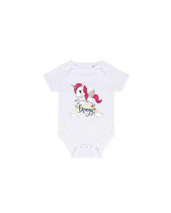 Body licorne manches courtes rose