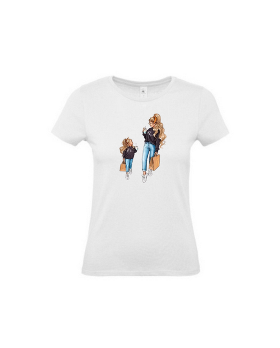 T-shirt maman et fille shopping femme