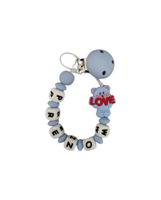 Attache lolette ours Love bleu