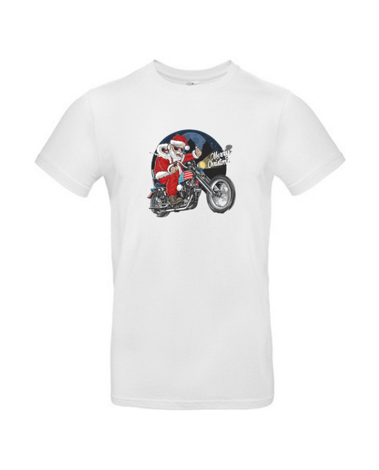 T-shirt père noël motard homme