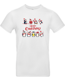 T-shirt merry christmas pingouins homme