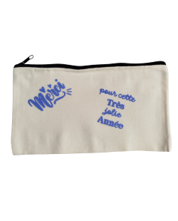Trousse merci floc 3D bleu