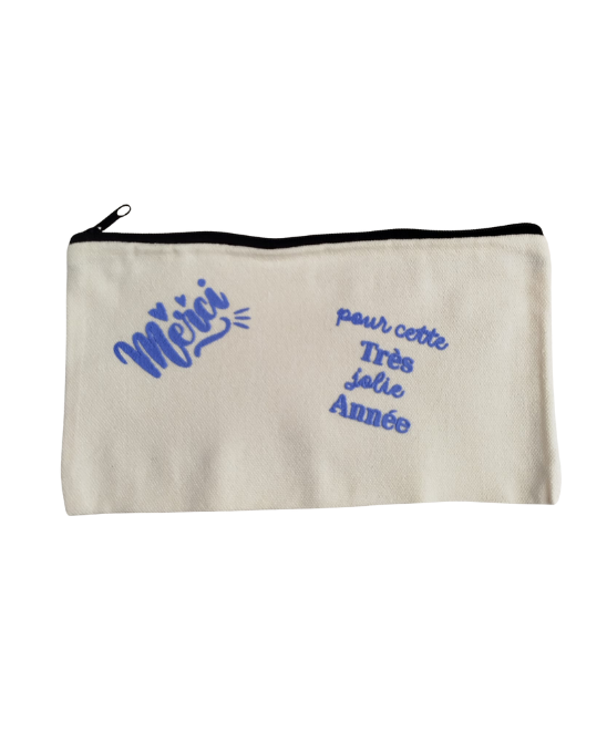 Trousse merci floc 3D bleu